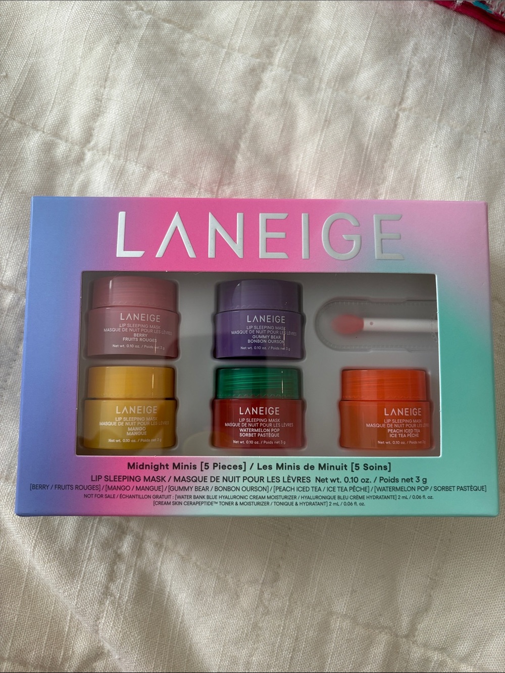 LANEIGE Lip Sleeping Mask Midnight Minis - Pink, Purple, Yellow, Green, Orange